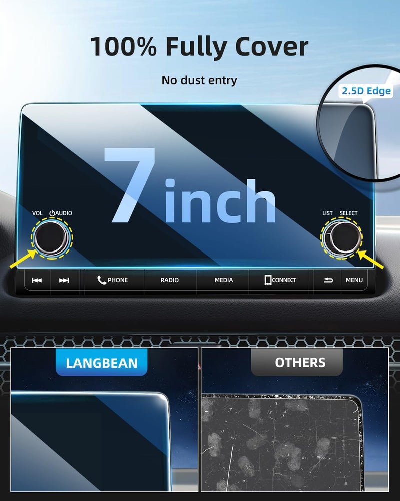 LANGBEAN Screen Protector for 2025 2024 2023 Honda HRV LX/Sport 7 inch Infotainment Touch Screen, HD, High Sensitivity, 9H Tempered Glass Car Screen Protector, Honda HRV Accessories - Image 2